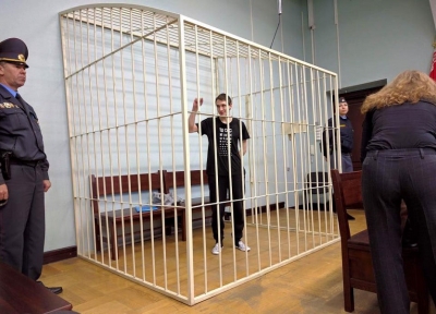 Dzmitry Paliyenka in court, October 11, 2016