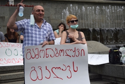Environemntal activists protesting in Tbilisi